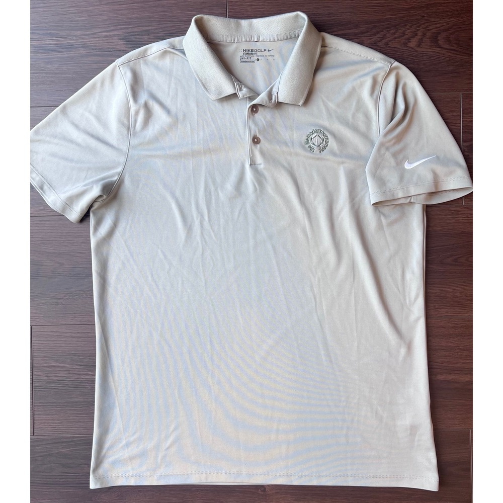 Nike Golf Mens Dri-FIT The Memorial Tournament Polo Shirt Tan Large Standard Fit